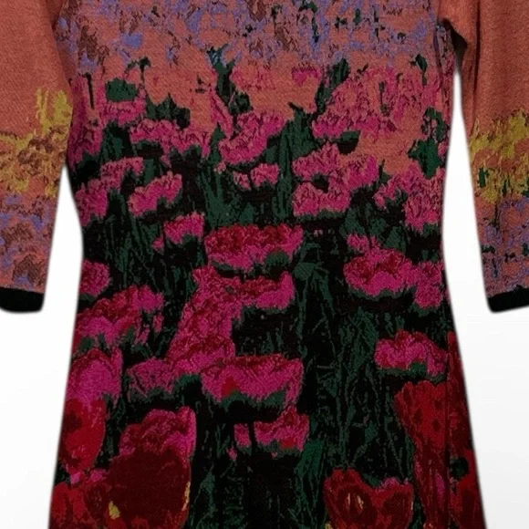 Anthropologie Aldomartins Lisse Knit Sweater Dress Floral Maximilist Bold XS - Picture 3 of 14